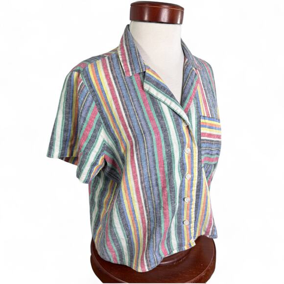 Marine Layer Camp Shirt M - Rainbow Stripe Button Down Normcore Retro Skater Fit - Picture 3 of 11
